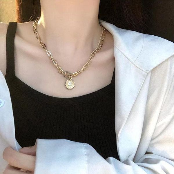 chains style retro engraved coin thick chain ot buckle necklace bohemian punk double metal collar fashion iady jewelry, Silver
chains style retro engraved coin thick chain ot buckle necklace bohemian punk double metal collar fashion iady jewelry, Silver