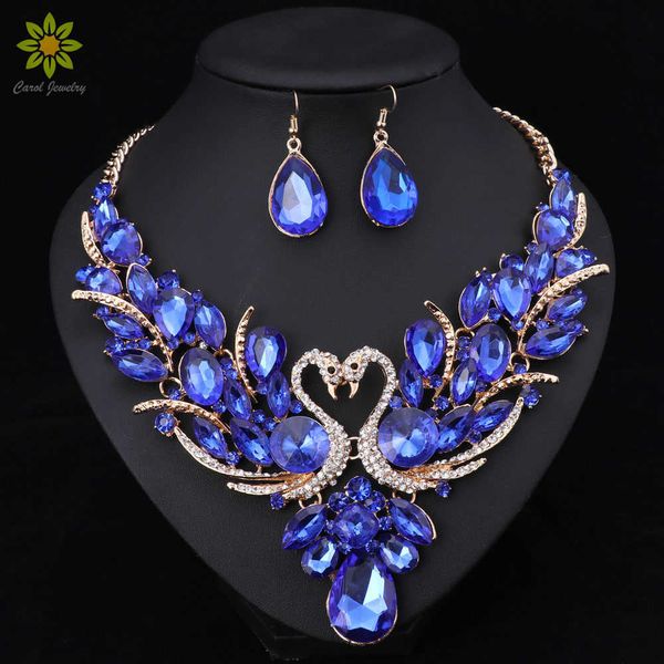 crystal bridal jewelry sets gold color swan pendant necklace women gift party wedding prom necklace earring accessories 210619, Black
crystal bridal jewelry sets gold color swan pendant necklace women gift party wedding prom necklace earring accessories 210619, Black