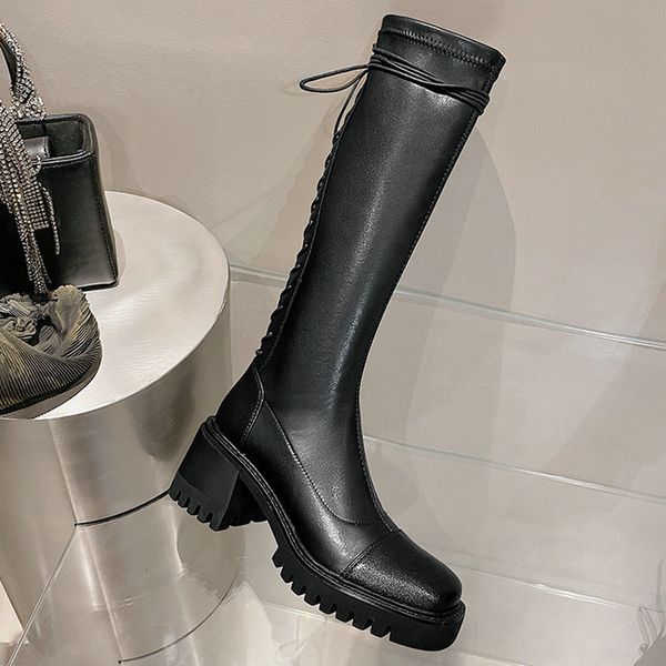 boots women knee-high genuine leather autumn winter square toe thick heels outdoor casual lace up long shoes woman dlgh, Black
boots women knee-high genuine leather autumn winter square toe thick heels outdoor casual lace up long shoes woman dlgh, Black