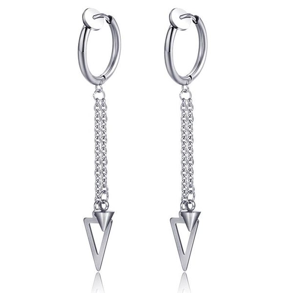 clip-on & screw back punk rock titanium steel no ear hole earrings long tassel arrow triangle clip earring male female fashion jewelry drop, Silver
clip-on & screw back punk rock titanium steel no ear hole earrings long tassel arrow triangle clip earring male female fashion jewelry drop, Silver