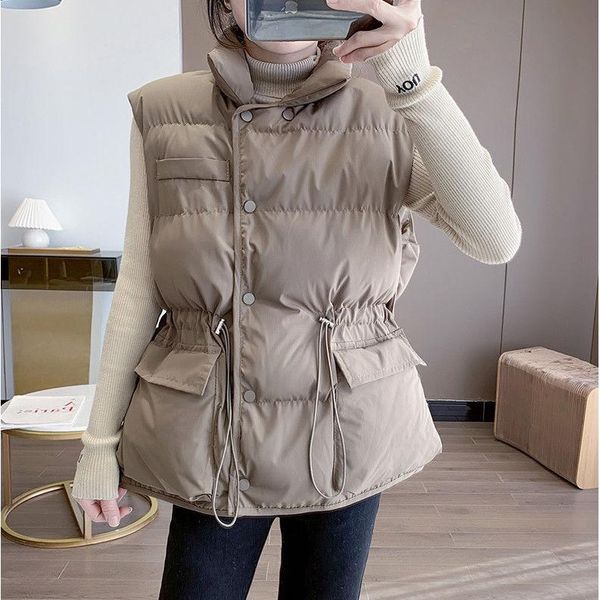 women's vests autumn winter vest female loose warm short sleeveless women korean fashion solid stand collar cotton waistcoat c220, Black;white
women's vests autumn winter vest female loose warm short sleeveless women korean fashion solid stand collar cotton waistcoat c220, Black;white
