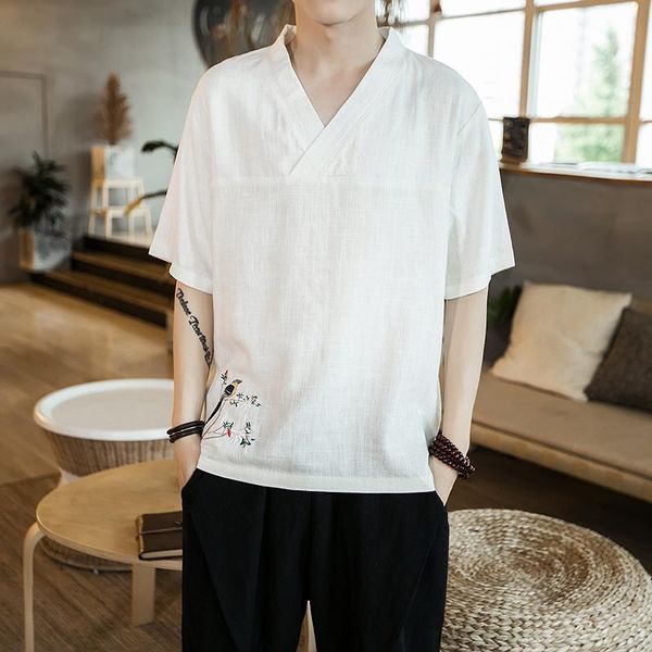 men embroidery shirt 2021 summer man cotton linen short sleeve v-neck white male chinese traditional casual clothing men's shirts, White;black
men embroidery shirt 2021 summer man cotton linen short sleeve v-neck white male chinese traditional casual clothing men's shirts, White;black