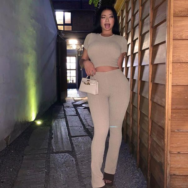 women's two piece pants 4-color girl crying super retro stereo pattern high elastic slim short-sleeved t suit flared casual trousers, White
women's two piece pants 4-color girl crying super retro stereo pattern high elastic slim short-sleeved t suit flared casual trousers, White