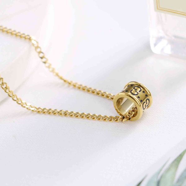 2021 new jewelry decorated titanium steel family ancient double small man waist black oil drop printed letter necklace neutral style old, Silver
2021 new jewelry decorated titanium steel family ancient double small man waist black oil drop printed letter necklace neutral style old, Silver