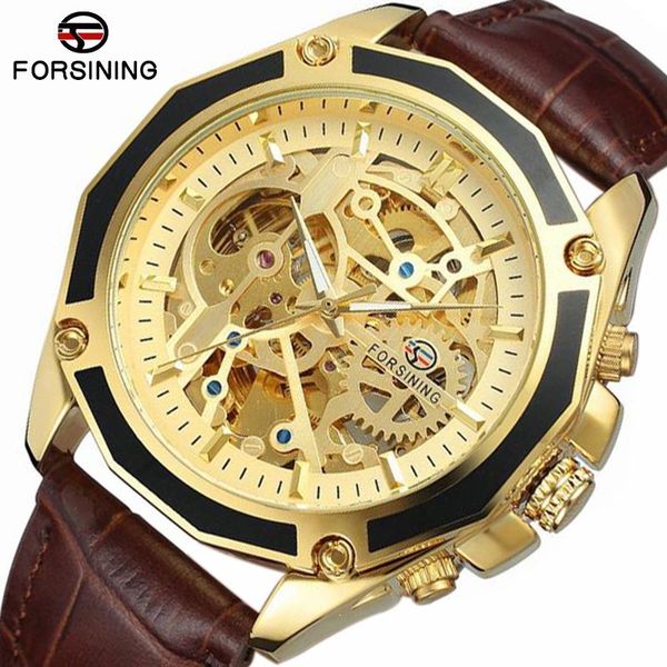 forsining transparent case gear movement steampunk men automatic skeleton watch open work design self winding wristwatches, Slivery;brown
forsining transparent case gear movement steampunk men automatic skeleton watch open work design self winding wristwatches, Slivery;brown