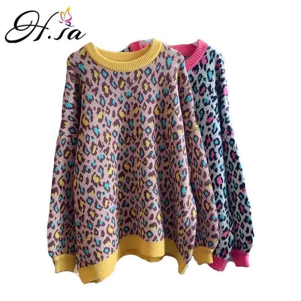 h.sa women pullover and sweaters oneck long sleeve oversized knitwear colorful jumpers leopard pull femme opa de mujer 210417, White;black
h.sa women pullover and sweaters oneck long sleeve oversized knitwear colorful jumpers leopard pull femme opa de mujer 210417, White;black