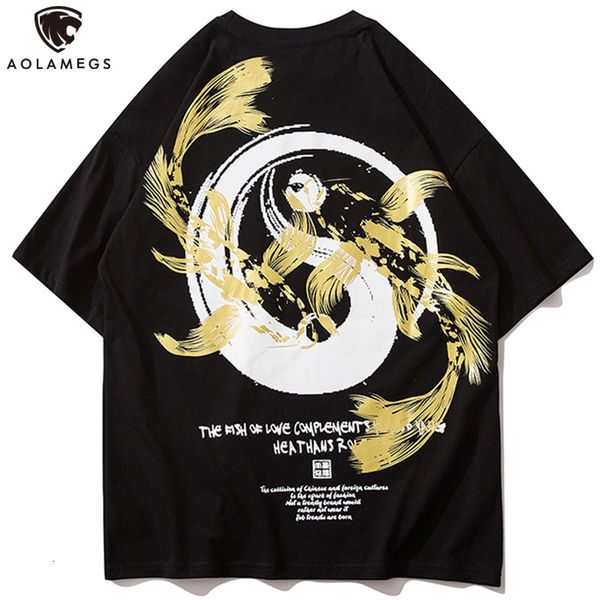 men's polos aolamegs chinese style men's t-shirt graffiti printed short sleeve t-shirts high street harajuku streetwear all-match, White;black 
men's polos aolamegs chinese style men's t-shirt graffiti printed short sleeve t-shirts high street harajuku streetwear all-match, White;black