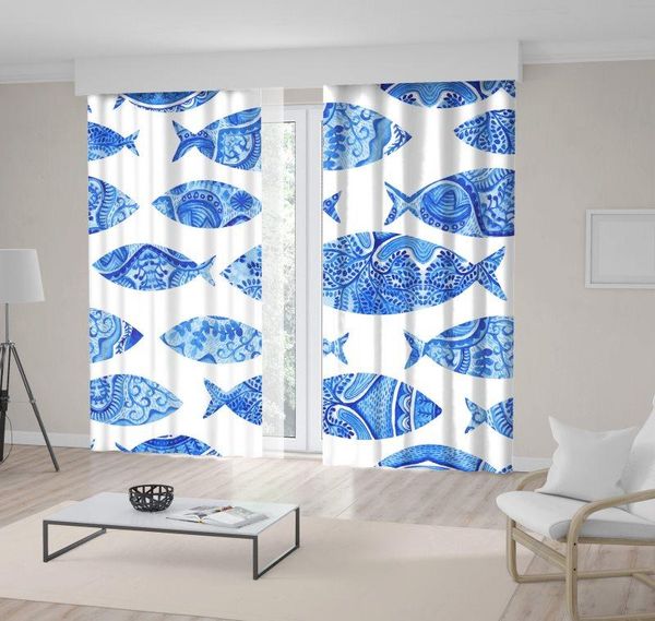 curtain & drapes fish patterns undersea aqutic life decorative classic style artwork blue white
curtain & drapes fish patterns undersea aqutic life decorative classic style artwork blue white