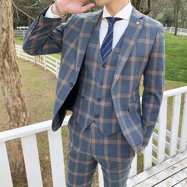 men's suits & blazers autumn and winter single suit casual wedding plaid british slim vest trousers professional three piece, White;black
men's suits & blazers autumn and winter single suit casual wedding plaid british slim vest trousers professional three piece, White;black