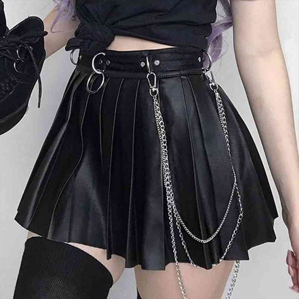 grunge punk summer gothic womens skirt streetwear zippper rivet pleated metal ring pu hollow out casual, Black
grunge punk summer gothic womens skirt streetwear zippper rivet pleated metal ring pu hollow out casual, Black