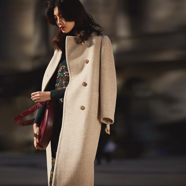 women's wool & blends winter long coat ladies coats women korean double breasted designer alpaca brown belt woolen luxury parka, Black
women's wool & blends winter long coat ladies coats women korean double breasted designer alpaca brown belt woolen luxury parka, Black