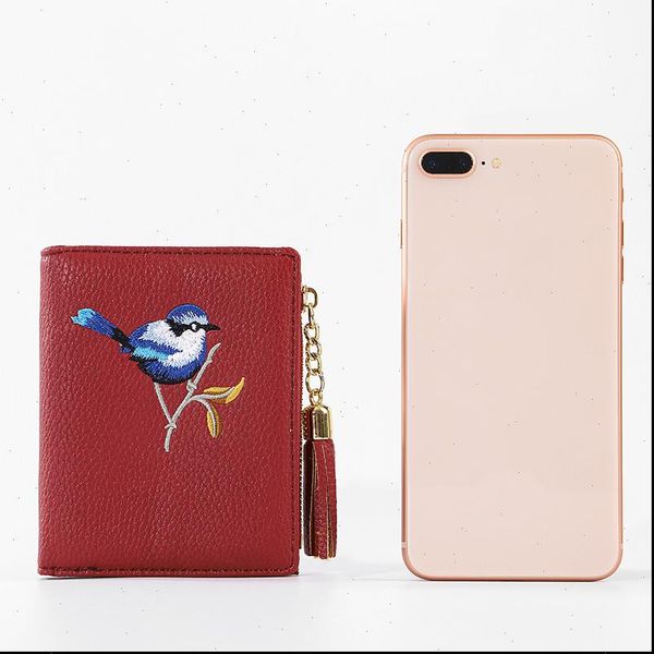 wallet women bird embroidery portefeuille femme zipper hasp short purse leather card holder green blue pink black wallets, Red;black
wallet women bird embroidery portefeuille femme zipper hasp short purse leather card holder green blue pink black wallets, Red;black