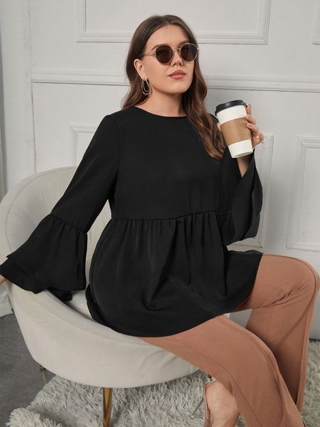 plus flounce sleeve peplum blouse b24f#, Black
plus flounce sleeve peplum blouse b24f#, Black