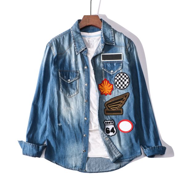 men's cotton cowboy denim shirt snap button up long sleeve casual slim fit men dress shirts, White;black
men's cotton cowboy denim shirt snap button up long sleeve casual slim fit men dress shirts, White;black