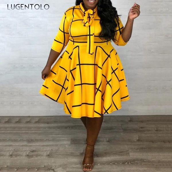 lugentolo elegant dress casual women slim high waist ladies dresses temperament classic print o-neck plus size, Black;gray
lugentolo elegant dress casual women slim high waist ladies dresses temperament classic print o-neck plus size, Black;gray