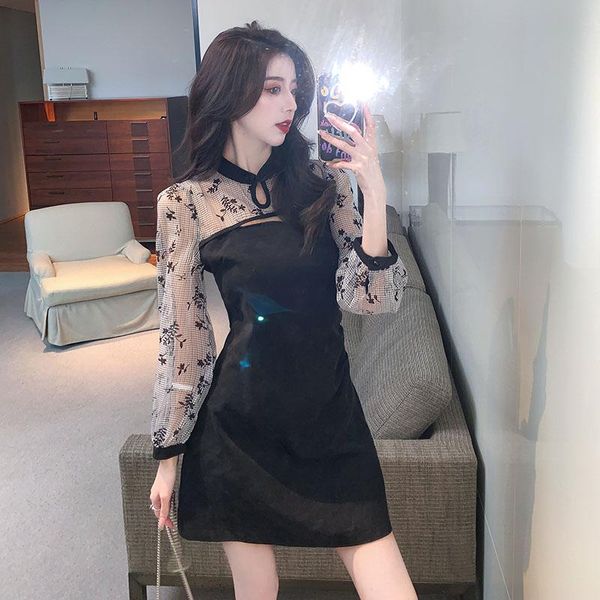 casual dresses coigarsam women one piece dress autumn 2022 office lady korea style cheongsam patchwork mesh black robe, Black;gray
casual dresses coigarsam women one piece dress autumn 2022 office lady korea style cheongsam patchwork mesh black robe, Black;gray