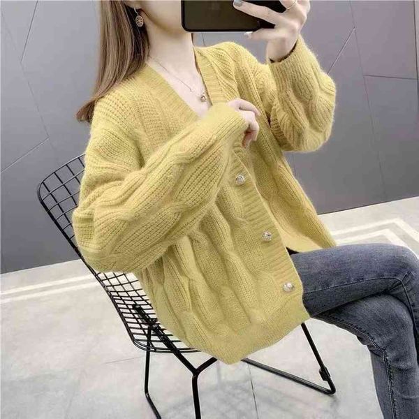 women's sweaters loose jacket with v-neck cleavage for women, knitted cardigan twist sweater korean version and autumn g7kf, White;black
women's sweaters loose jacket with v-neck cleavage for women, knitted cardigan twist sweater korean version and autumn g7kf, White;black
