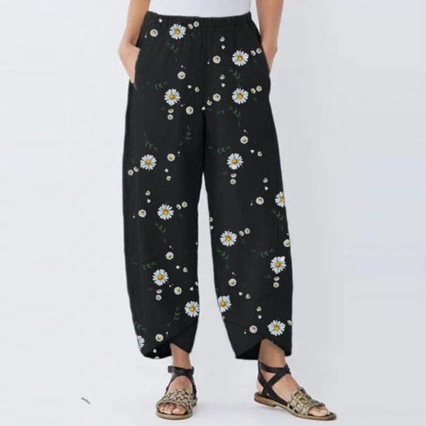 women's pants & capris women summer thin trousers daisy print wide leg loose ankle length casual trouser elastic waist plus size jg3, Black;white
women's pants & capris women summer thin trousers daisy print wide leg loose ankle length casual trouser elastic waist plus size jg3, Black;white