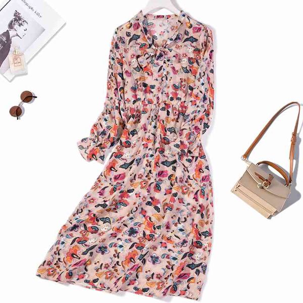 dress women's 100% pure silk sleeve printed bow tie neck long dress elastic waist l xl jn549, Black;gray
dress women's 100% pure silk sleeve printed bow tie neck long dress elastic waist l xl jn549, Black;gray