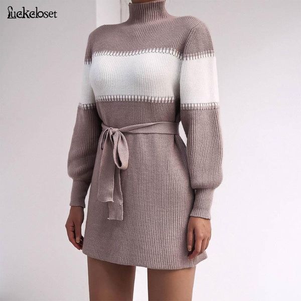 casual dresses autumn winter sweater dress women fashion high collar knitted stripe bodycon with belt oversize vestidos, Black;gray
casual dresses autumn winter sweater dress women fashion high collar knitted stripe bodycon with belt oversize vestidos, Black;gray