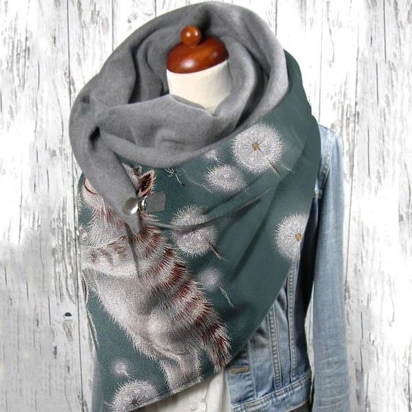 scarves women winter warm windproof dog prints double-layer buckle scarf female shawl men foulard bufand, Blue;gray 
scarves women winter warm windproof dog prints double-layer buckle scarf female shawl men foulard bufand, Blue;gray