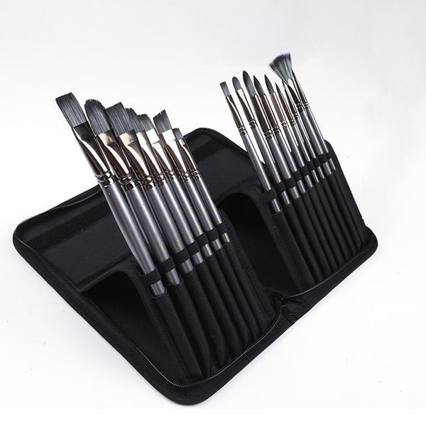 16pc nylon hair oil painting pen set canvas bag portable water chalk Professional art supplies for beginners matter for painting, Silver.
16pc nylon hair oil painting pen set canvas bag portable water chalk Professional art supplies for beginners matter for painting, Silver.