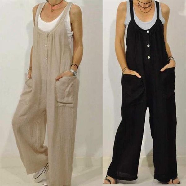5xl solid color button pockets women jumpsuits cotton linen bib overall dungarees casual long harem overalls, Black;white
5xl solid color button pockets women jumpsuits cotton linen bib overall dungarees casual long harem overalls, Black;white