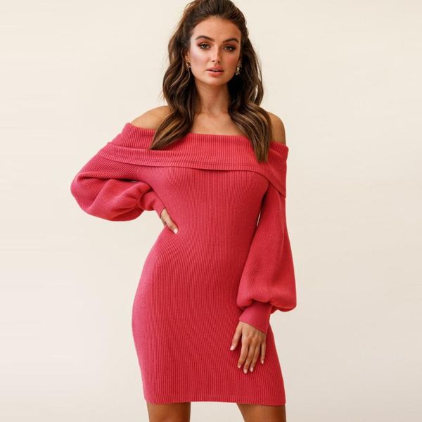 casual dresses 2021 autumn winter fashion red off shoulder lantern sleeve mini sheath knitted women classic sweater dress, Black;gray
casual dresses 2021 autumn winter fashion red off shoulder lantern sleeve mini sheath knitted women classic sweater dress, Black;gray