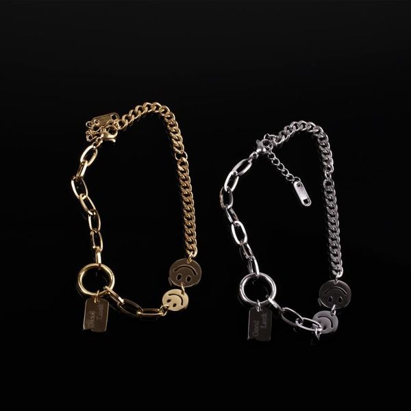 link, chain titanium steel goodluck bracelet for female minority design lucky senior sense smile ie hand decoration, Black
link, chain titanium steel goodluck bracelet for female minority design lucky senior sense smile ie hand decoration, Black