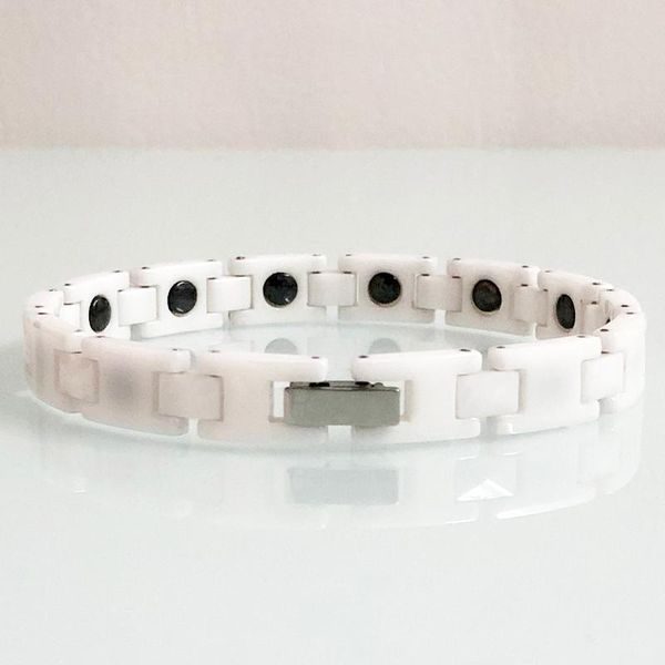 link, chain white ceramic bracelet for women health care manetic wristband fashionable female jewelry titainium steel folding clasp gifts, Black
link, chain white ceramic bracelet for women health care manetic wristband fashionable female jewelry titainium steel folding clasp gifts, Black