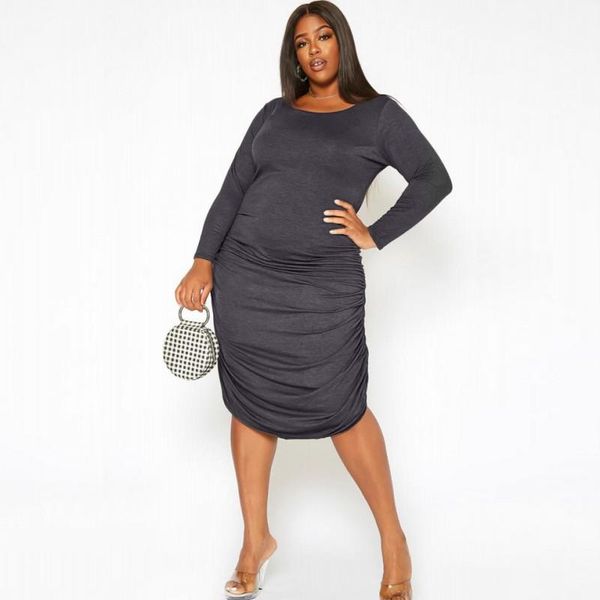 casual dresses t shirt long for women o neck full sleeve draped knee length gown 2021 autumn solid street style dress robes, Black;gray
casual dresses t shirt long for women o neck full sleeve draped knee length gown 2021 autumn solid street style dress robes, Black;gray
