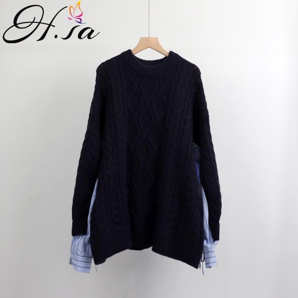 women's sweaters h.sa winter women sweater and pullovers oneck patchwork knit jumpers christmas pull femme twisted casual, White;black
women's sweaters h.sa winter women sweater and pullovers oneck patchwork knit jumpers christmas pull femme twisted casual, White;black