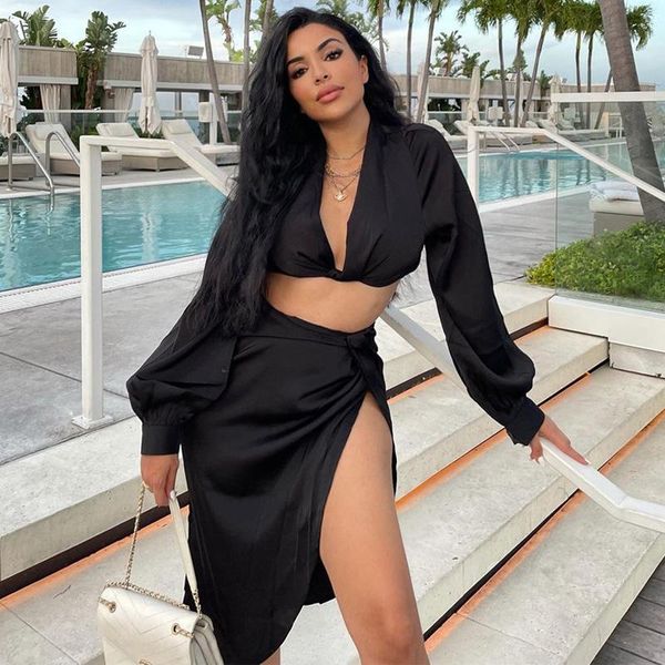 women's two piece pants 2021 fall winter set fashion black solid long sleeve v neck +loose slit maxi skirt casual streetwear outfit, White
women's two piece pants 2021 fall winter set fashion black solid long sleeve v neck +loose slit maxi skirt casual streetwear outfit, White