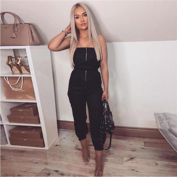 women's jumpsuits & rompers fashion women jumpsuit zipper strapless sleeveless playsuit with packets patchwork female leisure, Black;white
women's jumpsuits & rompers fashion women jumpsuit zipper strapless sleeveless playsuit with packets patchwork female leisure, Black;white