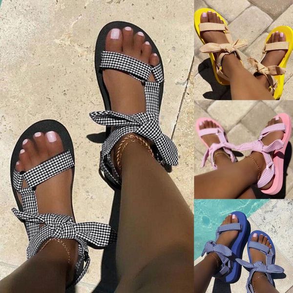 sandals women's fashion summer open toe flat comfortable female plaid bowknot beach shoes sandalias de las mujeres 2021, Black
sandals women's fashion summer open toe flat comfortable female plaid bowknot beach shoes sandalias de las mujeres 2021, Black