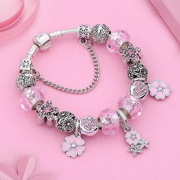 charm bracelets 2021 pink enamel charms pan bracelet bangle diy heart butterfly bead silver color jewelry for women gift, Golden;silver
charm bracelets 2021 pink enamel charms pan bracelet bangle diy heart butterfly bead silver color jewelry for women gift, Golden;silver