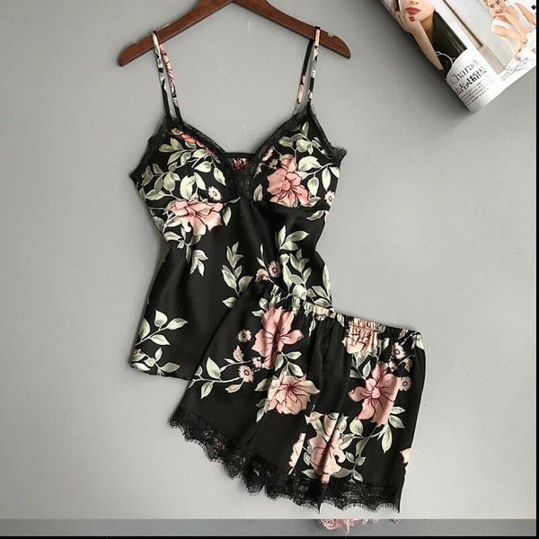 summer floral pattern homewear women sleepwear 2pcs satin lace babydoll nightdress pajamas set, Black;red
summer floral pattern homewear women sleepwear 2pcs satin lace babydoll nightdress pajamas set, Black;red