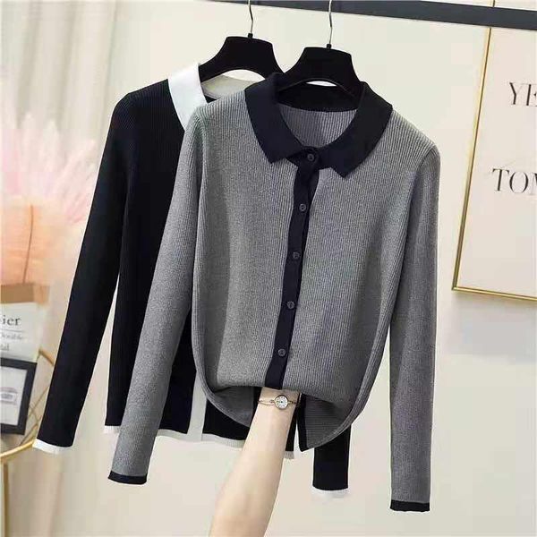 women's sweaters fashion office lady outwear cardigan women bottoming korean collar solid knitted coat gray black sweater, White;black
women's sweaters fashion office lady outwear cardigan women bottoming korean collar solid knitted coat gray black sweater, White;black