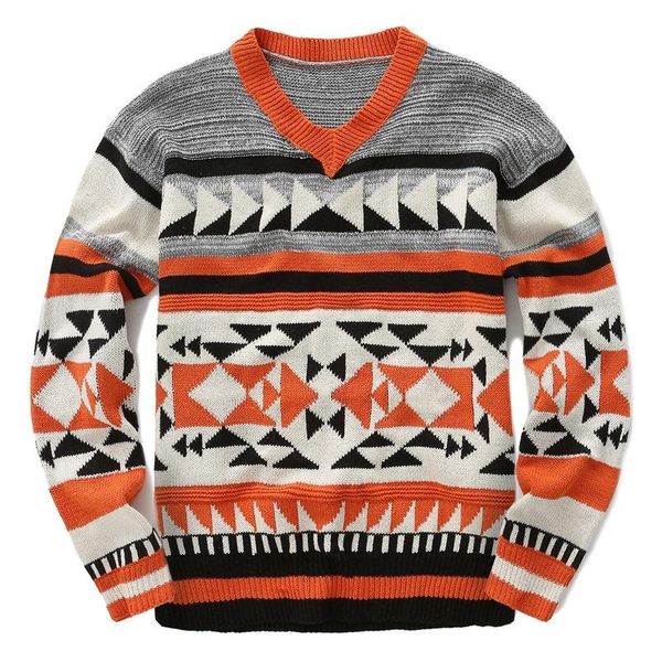 men's sweaters vintage pattern printed knitted jumpers for men autumn winter casual o-neck 2021 fashion mens long sleeve sweater, White;black 
men's sweaters vintage pattern printed knitted jumpers for men autumn winter casual o-neck 2021 fashion mens long sleeve sweater, White;black