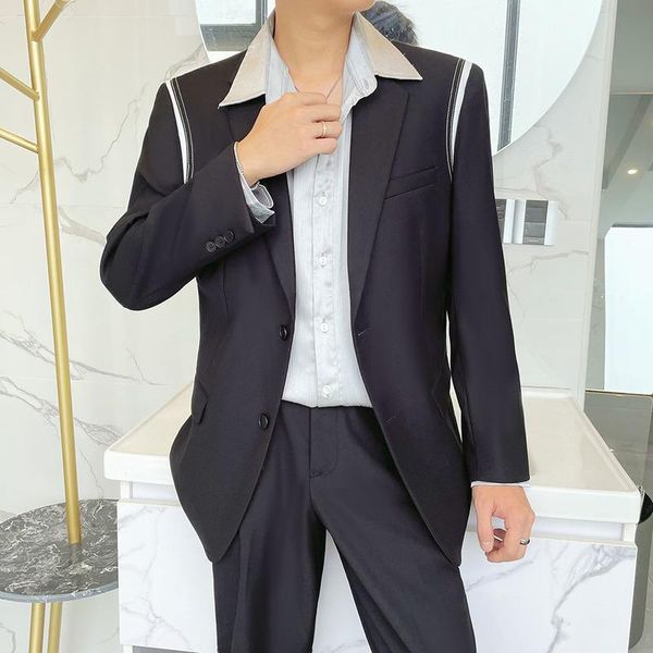 men's suits & blazers 2021 shoulder stitching men suit business formal casual 2 pieces single-breasted groom dress clothing work social, White;black
men's suits & blazers 2021 shoulder stitching men suit business formal casual 2 pieces single-breasted groom dress clothing work social, White;black