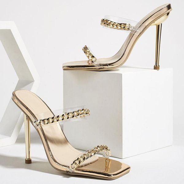 design golden chain female pumps fashion slippers outdoor high heels sandals for women slides summer shoes, Black
design golden chain female pumps fashion slippers outdoor high heels sandals for women slides summer shoes, Black