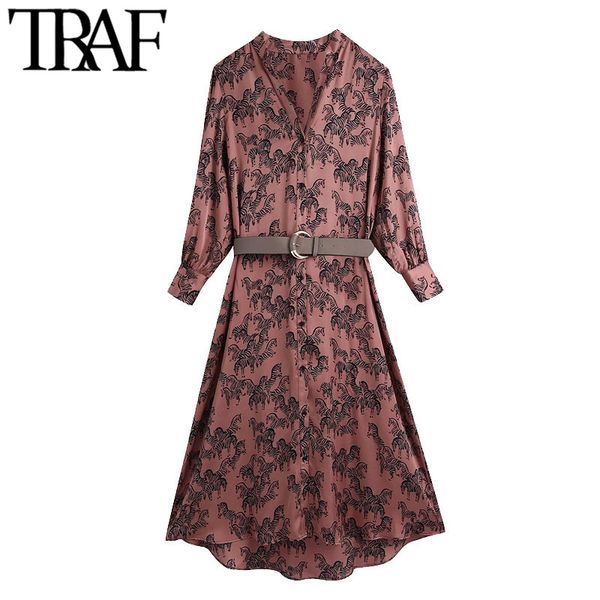 traf women chic fashion with belt animal print cozy midi dress vintage v neck button-up female dresses vestidos mujer 210415, Black;gray
traf women chic fashion with belt animal print cozy midi dress vintage v neck button-up female dresses vestidos mujer 210415, Black;gray