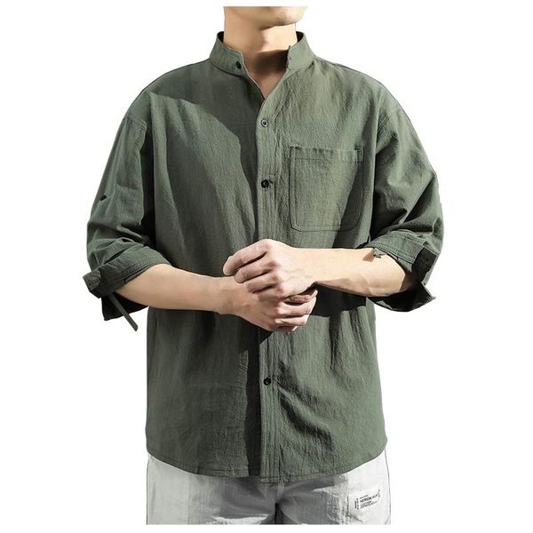 men's casual shirts solid half sleeve cotton linen shirt button turn-down collar vintage summer blouse camisas para hombre, White;black
men's casual shirts solid half sleeve cotton linen shirt button turn-down collar vintage summer blouse camisas para hombre, White;black