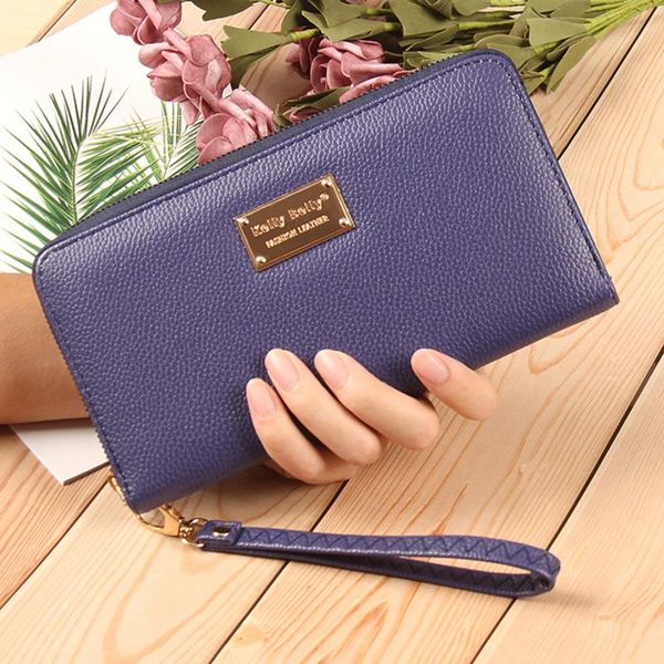 wallets women's small change mini money wallet long zipper clutch bag phone fashion three-fold purse ladies hand bags femme, Red;black