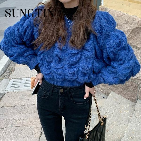 women's sweaters sungtin puff sleeve pleated twisted sweater womens winter 2021 korean fashion 3 colour knitted pullover jursey mujer, White;black
women's sweaters sungtin puff sleeve pleated twisted sweater womens winter 2021 korean fashion 3 colour knitted pullover jursey mujer, White;black