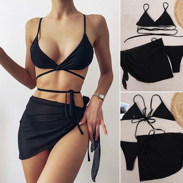 solid swimsuit with skirt 3 piece bikini halter push up female swimwear vintage bathing suit women's, White;black
solid swimsuit with skirt 3 piece bikini halter push up female swimwear vintage bathing suit women's, White;black