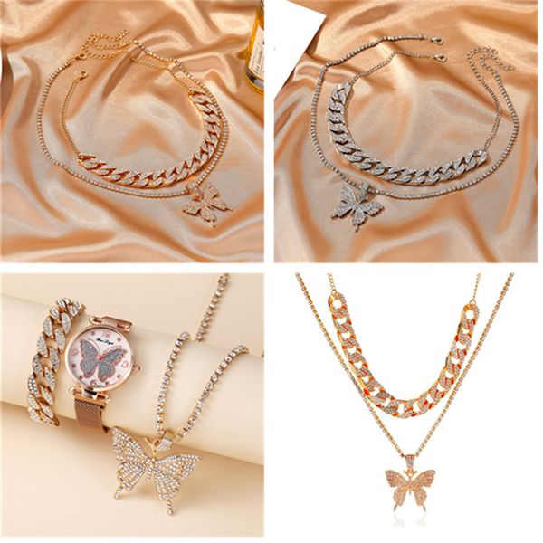 2021 pendant necklaces simple trend fashion personality mesh belt quartz watch martine wester mystery set butterfly pliers sets 3-piece, Silver
2021 pendant necklaces simple trend fashion personality mesh belt quartz watch martine wester mystery set butterfly pliers sets 3-piece, Silver