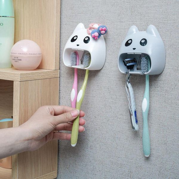 toothbrush holders cartoon plastic holder shaver storage rack wall mounted tooth brush bathroom accessories organizer