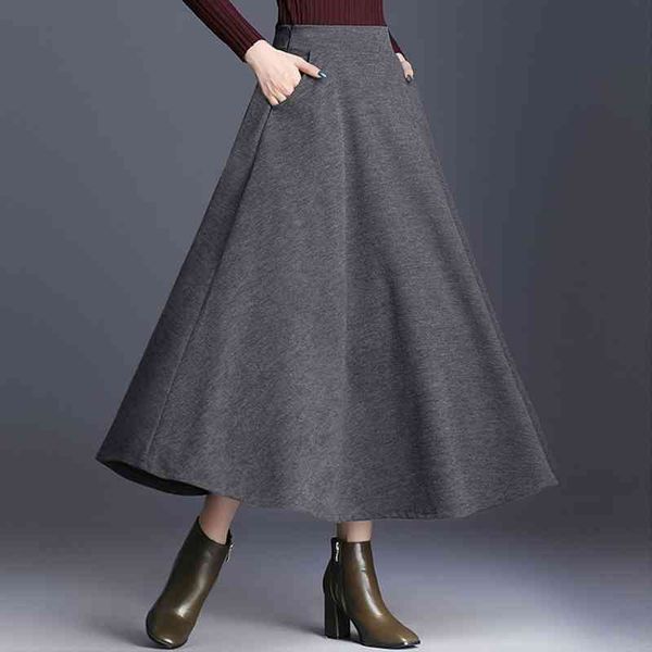 black grey autumn winter skirt women's thick skirt long high waist large casual loose a line s 667c 210420
black grey autumn winter skirt women's thick skirt long high waist large casual loose a line s 667c 210420