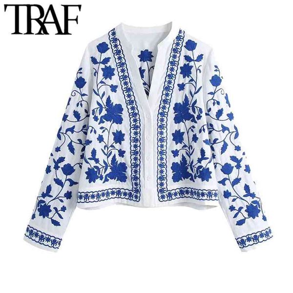 women fashion floral embroidery loose blouses vintage long sleeve button-up female shirts blusas chic 210507, White
women fashion floral embroidery loose blouses vintage long sleeve button-up female shirts blusas chic 210507, White